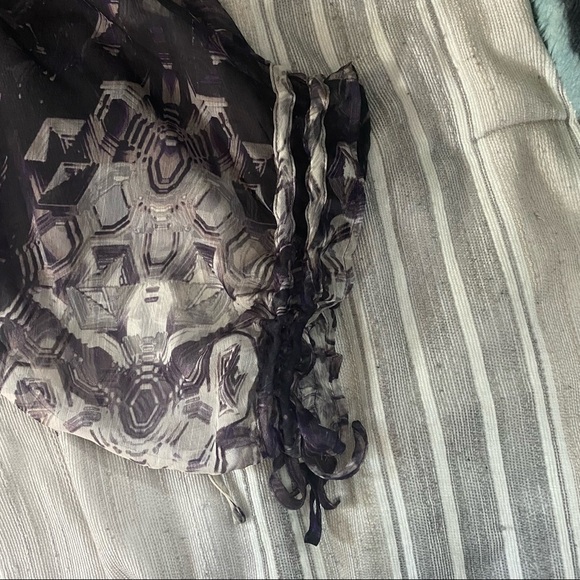 New York & Company Patterned Blouse Cover Up, Sheer, Purple Hues - Picture 3 of 4